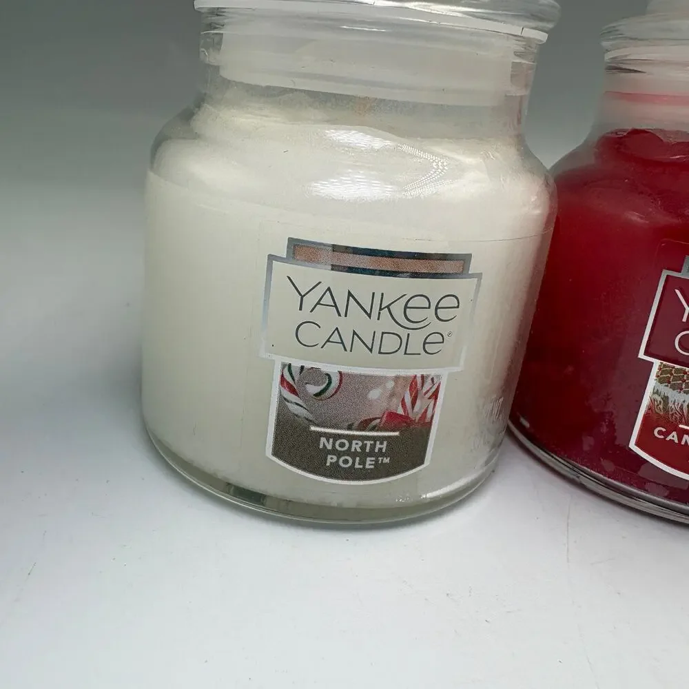 Yankee Candle North Pole Candy Cane Lane 3.7 oz Small Jar Lot 2 Unburned